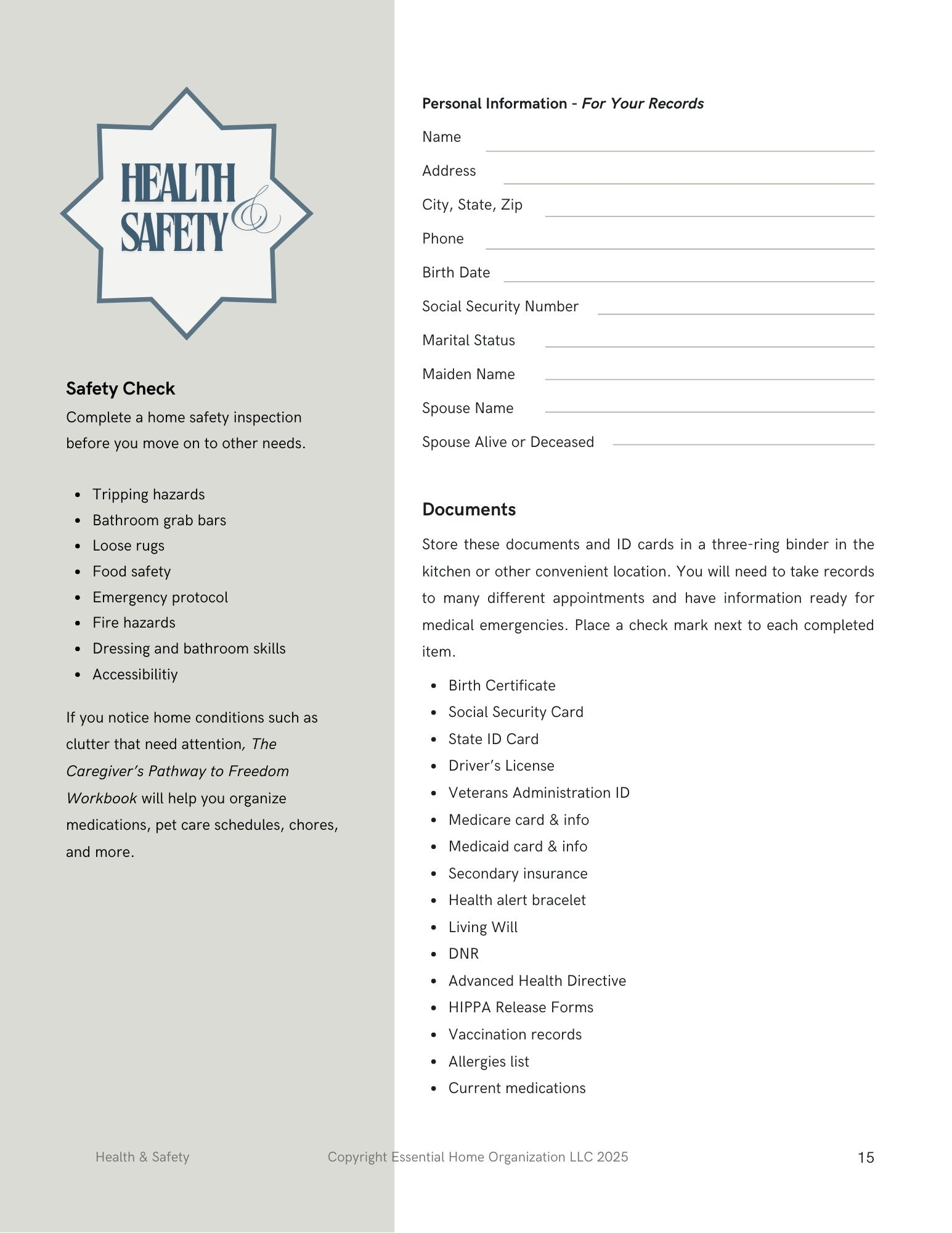 The Caregiver's Path to FREEDOM Eight Week Senior Program